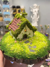 Enchanted Mossy Roof Fairy Cottage - Handmade Miniature with Glowing Lights